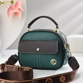 Elegante bolso cuadrado verde oscuro y marrón con elegante correa de tela jacquard - Longitud 21 Ancho 9 Altura 18 / Verde