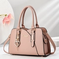 Borsa a mano rosa grande con ciondolo a cuore e tracolla rimovibile in pelle testurizzata - 29*12*19 / Rosa