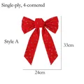 Fiocco di Natale in velluto rosso con stelle e lune dorate, dettaglio misure 24x33cm - Stile A Stella Glitter