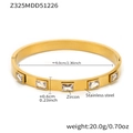 18k gold plated stainless steel bracelet with five emerald-cut cubic zirconia stones - Gold White Bangle (Z325)