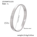 Brazalete de acero inoxidable plateado texturizado de 0,7 cm con diámetro de 6,0 cm - L / Estilo Geométrico Acanalado Vertical (Z535) / Color acero