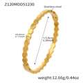Detail view of 18k gold plated stainless steel hexagonal bangle with size measurements - Gold Honeycomb Style (Z120)