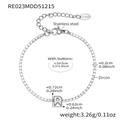 Tennis bracelet with letter R charm, 18k gold plated stainless steel and zircons - Letter R Grey / Silver / 16+5cm
