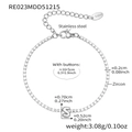 Stainless steel chain bracelet with white zircon and letter S pendant in silver finish - Letter S Style / Silver / 16+5cm