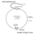 Silver stainless steel zircon bracelet with V letter pendant and lobster clasp detail - Letter V Style / Silver / 16+5cm