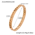Detailed specs of rose gold stainless steel star bangle showing weight and size dimensions - Rose Gold Star Cutout Style (Z121)