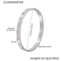 Silver stainless steel bracelet with zircon heart cutout design and size measurements - Heart Cutout Zircon Style (Z132)