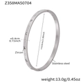 Polished silver stainless steel bangle with inlaid zircons and floral engravings - Star Engraved Style (Z358-A) / Steel Bangle Style A
