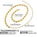 Detail of adjustable golden stainless steel waist chain with textured leaf links - Gold Waist Chain