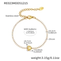 Gold plated stainless steel bracelet with letter D pendant and zircon inlays - Letter D Style / Gold / 16+5cm