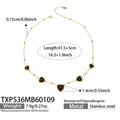 Gedetailleerde specs van de roestvrijstalen gouden ketting met zwarte glazen hartjes - Zwarte Hart Ketting
