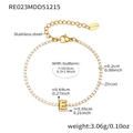 Gold plated stainless steel tennis bracelet with sparkling zircon letter E pendant - Letter E Style / Gold / 16+5cm
