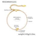 Gold stainless steel 18k plated bracelet with zircon and letter F pendant charm - Letter F Style / Gold / 16+5cm