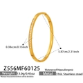 Detail of 316L stainless steel bangle with inlaid white zircons and hinge closure - Z556-316L Gold Partial Pave Small Diamonds Bangle