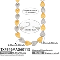 Detailed technical diagram of two-tone heart link necklace with weight and size measurements - Two-tone Necklace