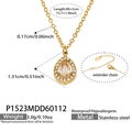 Detailed close-up of water drop necklace with white zircon in gold-plated stainless steel - Water Drop White Zirconia Necklace (P1523) / 40+5cm / Gold