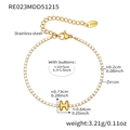 Gold stainless steel bracelet featuring zircon stones and a polished H-letter pendant - H-Letter Style / Gold / 16+5cm