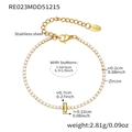 Golden stainless steel tennis bracelet with 18k gold plating and zircon letter charm - Letter I Style / Gold / 16+5cm