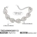 Size chart for stainless steel heart link bracelet showing 16+5cm length and 7.78g weight - Silver Bracelet