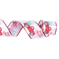 Detail van 2m kerstlint met print van rode vrachtwagen en Merry Christmas-tekst - 10m Wit Auto Lint
