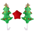 Weihnachts-Plüschbaum und rote Sternhaken Set für festliche Haus- und Autodekoration - Grüner Weihnachtsbaum Stil