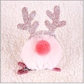 Fermaglio per capelli con corna di renna in peluche rosa con paillettes per Natale - Rosa