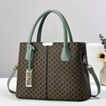 Vintage-Handtasche mit grünem Ledergriff und abnehmbarem Schultergurt im Retro-Stil - Grün