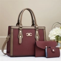 Set borse bordeaux da 3 pezzi con borsa a mano a righe, pochette e portacarte - Rosso
