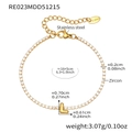 Sparkling tennis bracelet in 18k gold plated stainless steel with letter L zircon charm - Letter L Style / Gold / 16+5cm