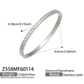 Bracciale in acciaio inossidabile argento con pietre di zircone quadrate incastonate - Z558-Bracciale Rigido Color Acciaio Con Zirconi Incastonati in Slot Quadrati