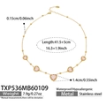 Collier plaqué or 18k avec cinq pierres de verre en cœur rose et billes acier - Collier Cœur (TXP536) / 41.5+5cm / Rose