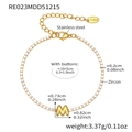 18k gold plated stainless steel tennis bracelet with sparkling zircon M letter pendant - M Letter Style / Gold / 16+5cm
