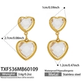 Boucles d'oreilles cœur en acier inoxydable doré avec cristaux scintillants - Boucles d'Oreilles Cœur (TXF536) / 2.7x1.2cm / Blanc