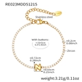 Gold stainless steel tennis bracelet with zircon stones and letter N pendant charm - Letter N Style / Gold / 16+5cm