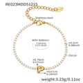 Gold stainless steel tennis bracelet with sparkling zircon and initial P pendant - Letter P Style / Gold / 16+5cm
