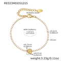18k gold plated stainless steel zircon bracelet with letter Q pendant and lobster clasp - Letter Q Style / Gold / 16+5cm