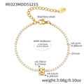 Gold stainless steel bracelet with white zircon and letter S charm for women - Letter S Style / Gold / 16+5cm