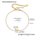 Sparkling 18k gold plated stainless steel tennis bracelet with zircon letter T charm - Letter T Style / Gold / 16+5cm