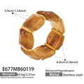 Detailed dimensions of amber resin and stainless steel chain link bracelet - 60mm / Brown (E677)
