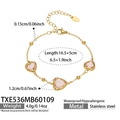 Bracelet coeur en pierre de verre rose plaqué or 18k avec chaîne en acier inoxydable - Bracelet Cœur (TXE536) / 16.5+5cm / Rose