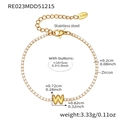 Gold-plated stainless steel initial W bracelet with claw-set zircon and lobster clasp - Letter W Black / Gold / 16+5cm