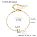Gold-plated stainless steel tennis bracelet with zircon inlay and letter X pendant - Letter X Style / Gold / 16+5cm