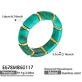 Detail showing dimensions of green resin stretch bracelet with stainless steel beads - 55mm / Blue (E678)