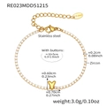 Gold plated stainless steel tennis bracelet featuring a sparkling zircon-set letter Y pendant - Letter Y Style / Gold / 16+5cm