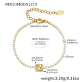 Gold plated stainless steel bracelet with zircon stones and letter Z pendant - Letter Z Style / Gold / 16+5cm