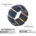 Detail of blue marble resin bracelet with gold stainless steel waterproof links - 60mm / Blue (E679)