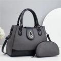 Borsa a mano bicolore grigio e nero in stile francese con borsellino coordinato - Nero