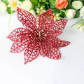 Flor artificial roja brillante de 14cm para árbol de Navidad y decoración festiva - Flor Artificial con Purpurina Roja de 14CM