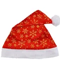 Cappello di Natale rosso in peluche con fiocchi d'oro e bordo in pelliccia - Rosso con stile fiocco di neve dorato