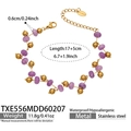 Detail of beaded purple crystal bracelet with gold stainless steel balls and lobster clasp - Natural Amethyst Stone Bracelet (TXE556)